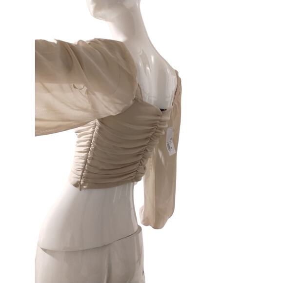 Forever 21 Women's size Medium Fairycore Whimsical Babydoll Rushed Mesh Crop Top - Picture 2 of 9